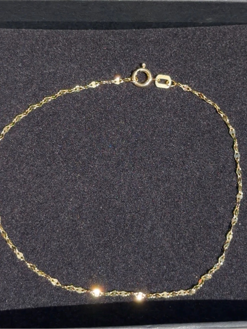 14k Solid Gold Mirror Link Bracelet 6.5 inch 1.3mm Diamond Cut Real Gold